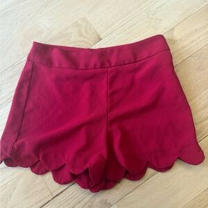 Monteau High Waist Red Scalloped Shorts